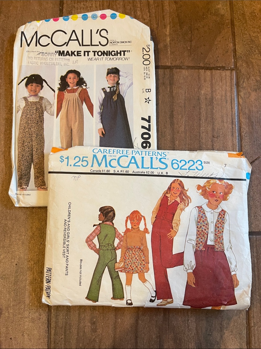 1970s Kids Wardrobe Sewing Pattern Pack - McCall’s Jumpers, vests, pants & more